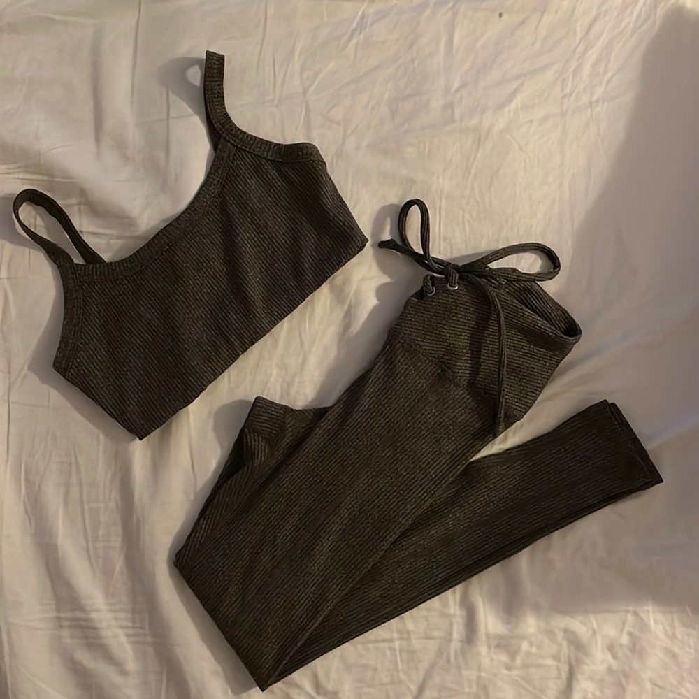 Year of Ours Ribbed Football Legging and Bralette Sports Bra Set